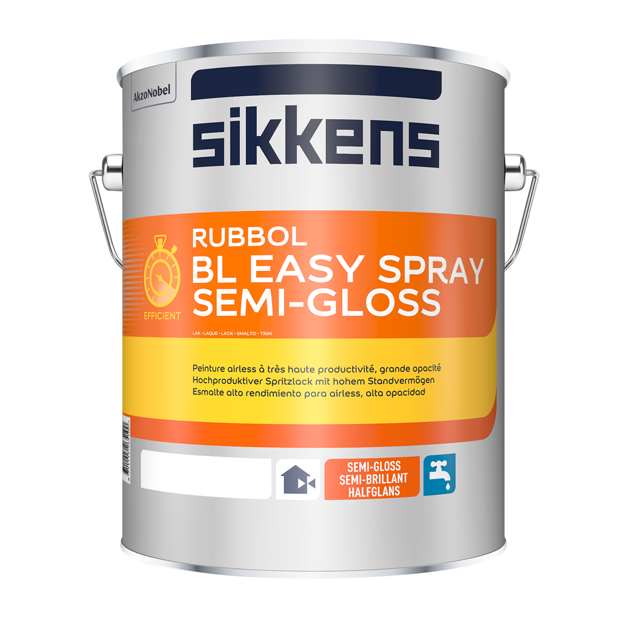Sikkens Rubbol BL Easy Spray - 5 Liter im Wunschfarbton - Seidenglänzender, wasserverdünnbarer, universeller Airlesslack