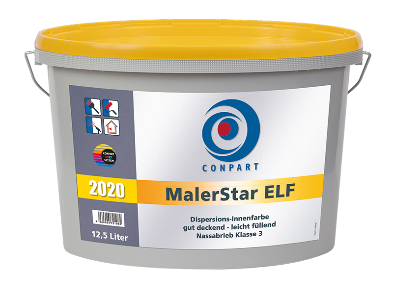 Conpart MalerStar LF 2020 - Gut deckende Innenfarbe, für Wand- und Deckenbeschichtungen 2.5 Liter in Weiß
