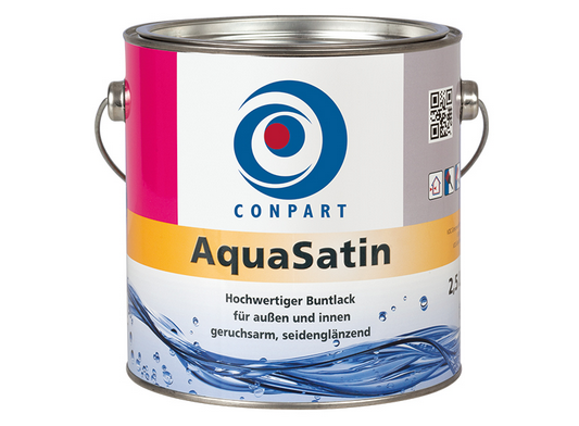 Conpart Aqua Satin 8052 - 1 Liter Weiß - Hochwertiger, wasserverdünnbarer, seidenglänzender Decklack auf Basis einer Polyurethan-Bindemittelkombination, nur für innen