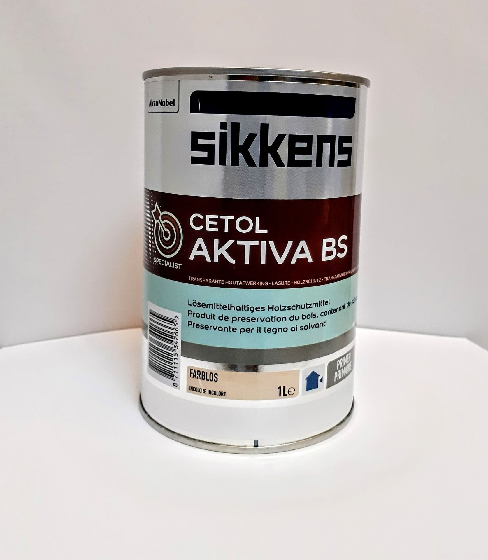 Sikkens Cetol Aktiva BS - 1 Liter farblos - Lösemittelhaltige, flüssige, farblose gebrauchsfertige Grundierung (Holzschutzmittel) gegen holzverfärbende Pilze im Außenbereich