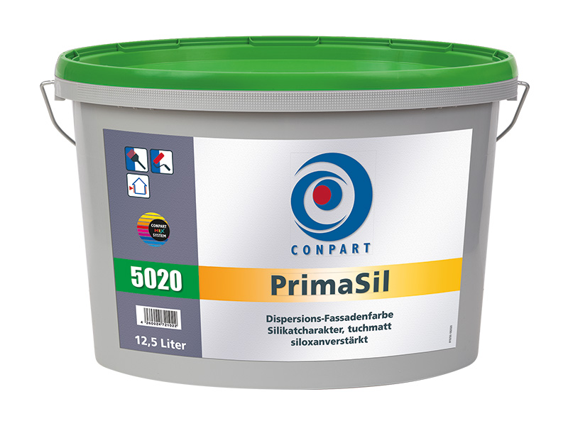 Conpart PrimaSil Fassade 5020 - Siloxanverstärkte, matte Dispersions-Fassadenfarbe mit Silikatcharakter - 12,5 Liter Weiß