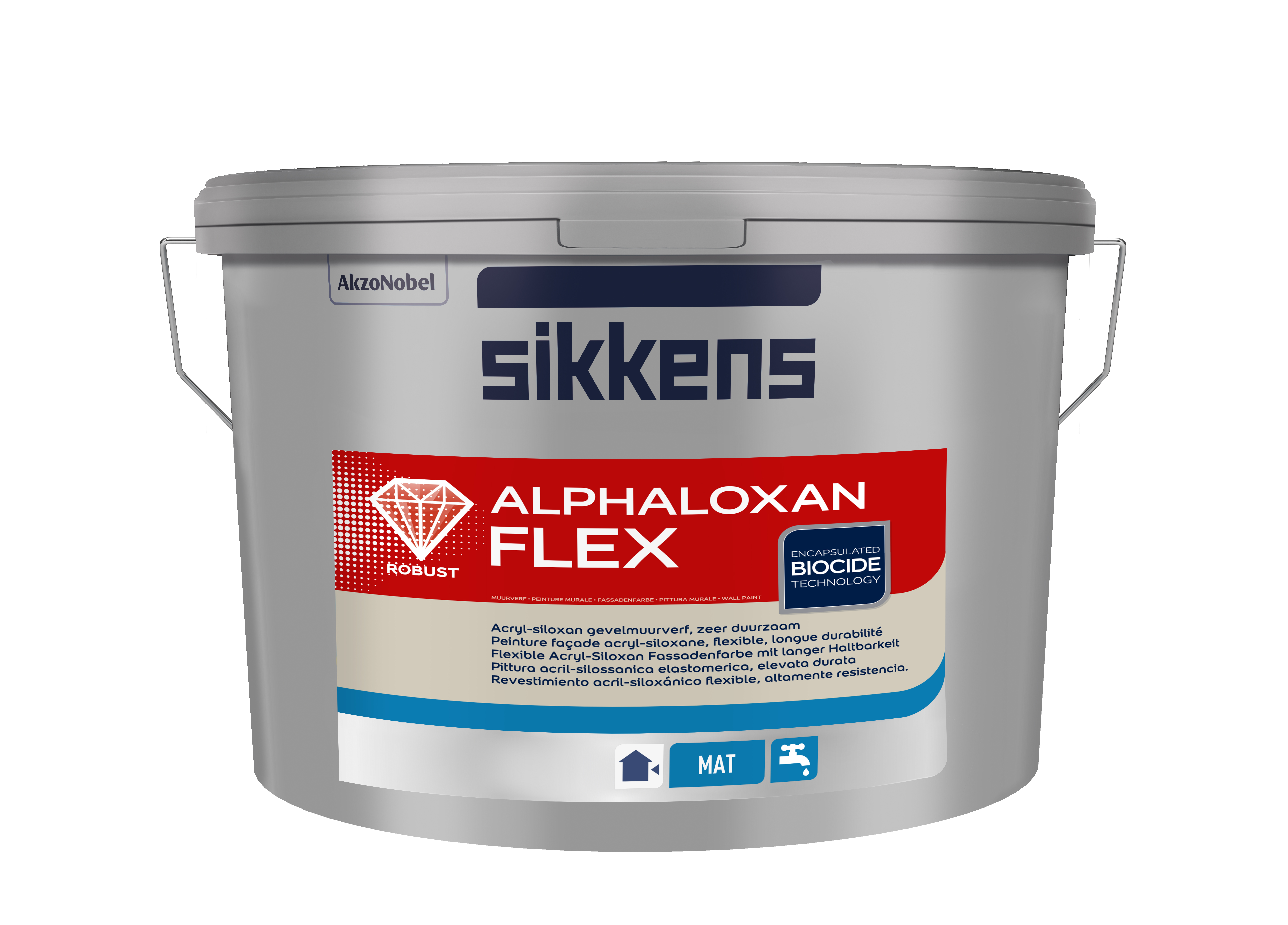 Sikkens Alphaloxan Flex - Spezial-Siliconharz-Fassadenfarbe - 5 Liter Weiß 