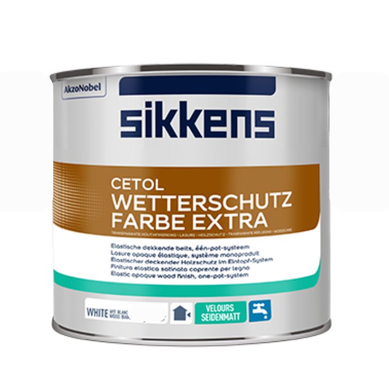Sikkens Cetol Wetterschutzfarbe Extra - 1 Liter Weiß - Deckender Holzanstrich für außen, seidenmatt