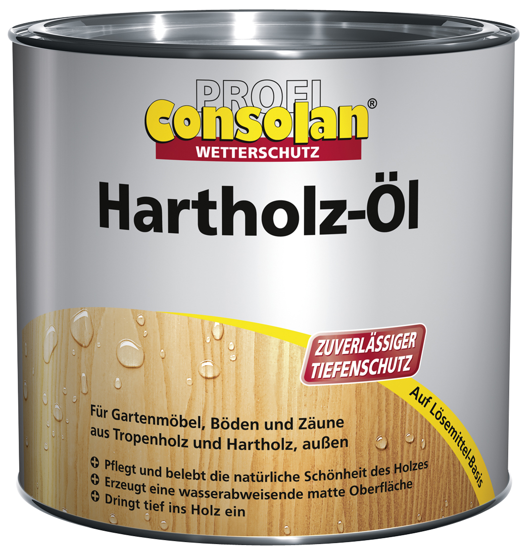 Consolan Profi Hartholz Öl - 750 ml Teak - Naturmattes Hartholz-Öl auf Lösemittelbasis
