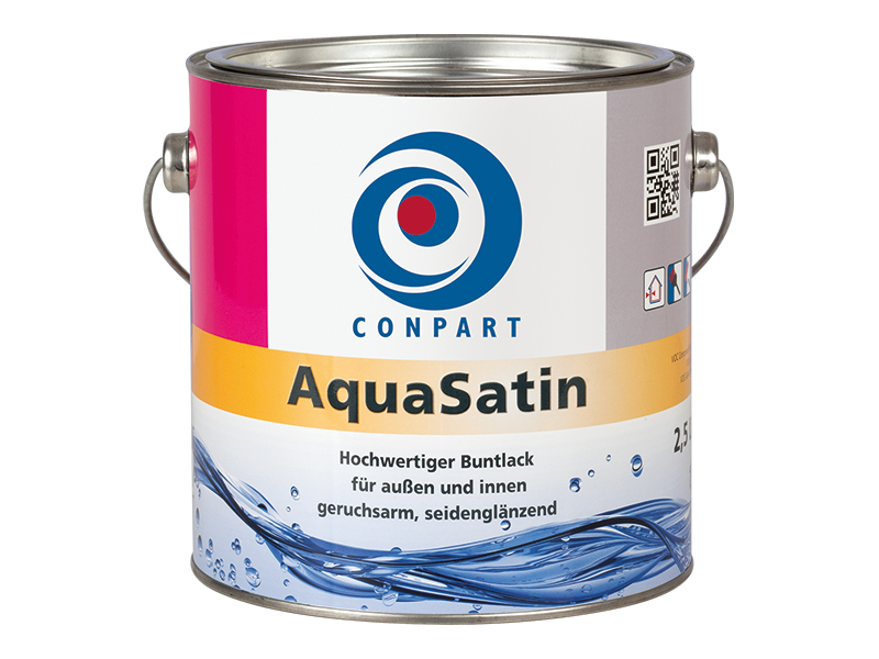 Conpart Aqua Satin 8052 - 2,5 Liter Weiß - Hochwertiger, wasserverdünnbarer, seidenglänzender Decklack auf Basis einer Polyurethan-Bindemittelkombination, nur für innen