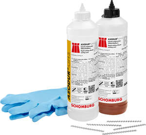 Schomburg ASODUR-GH-S - 600 ml inkl. 20 Estrichwellenverbindern - Zum kraftschlüssigen Verschließen von Rissen und Fugen in mineralischen Estrichen