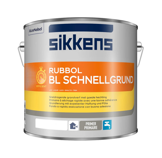 Sikkens Rubbol BL Schnellgrund - 2,5 Liter Weiß - Wasserverdünnbare, geruchsneutrale Grund- und Zwischenbeschichtung für innen