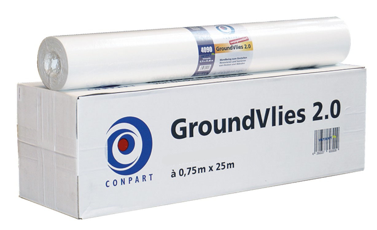 Conpart GroundVlies 4090 2.0 - 25,00 m x 0,75 m  ca. 155g/m² - hochwertiges, vorbeschichtetes Zellulose-Glattvlies