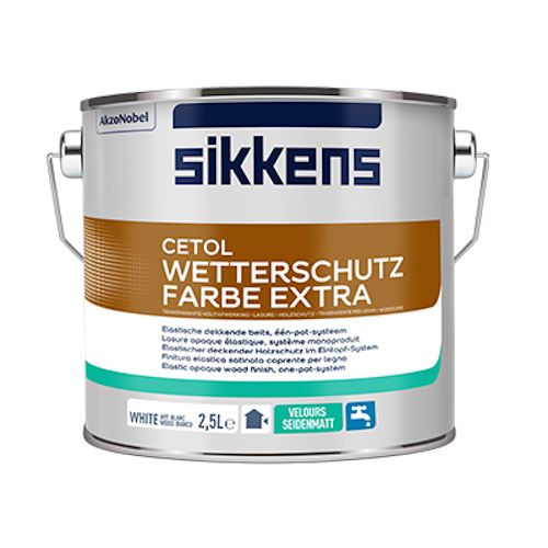 Sikkens Cetol Wetterschutzfarbe Extra - 2,5 Liter Weiß - Deckender Holzanstrich für außen, seidenmatt
