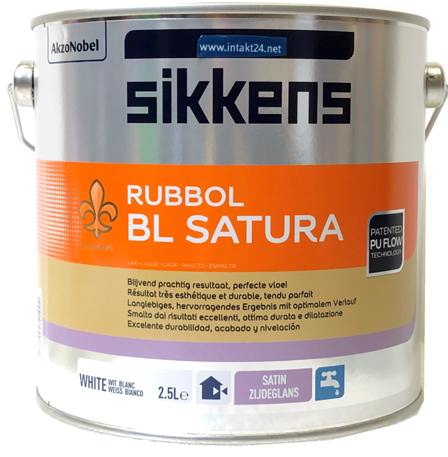 Sikkens Rubbol BL Satura - Wasserbasierter PU-Seidenglanzlack für innen und außen - Weiß oder Wunschfarbton