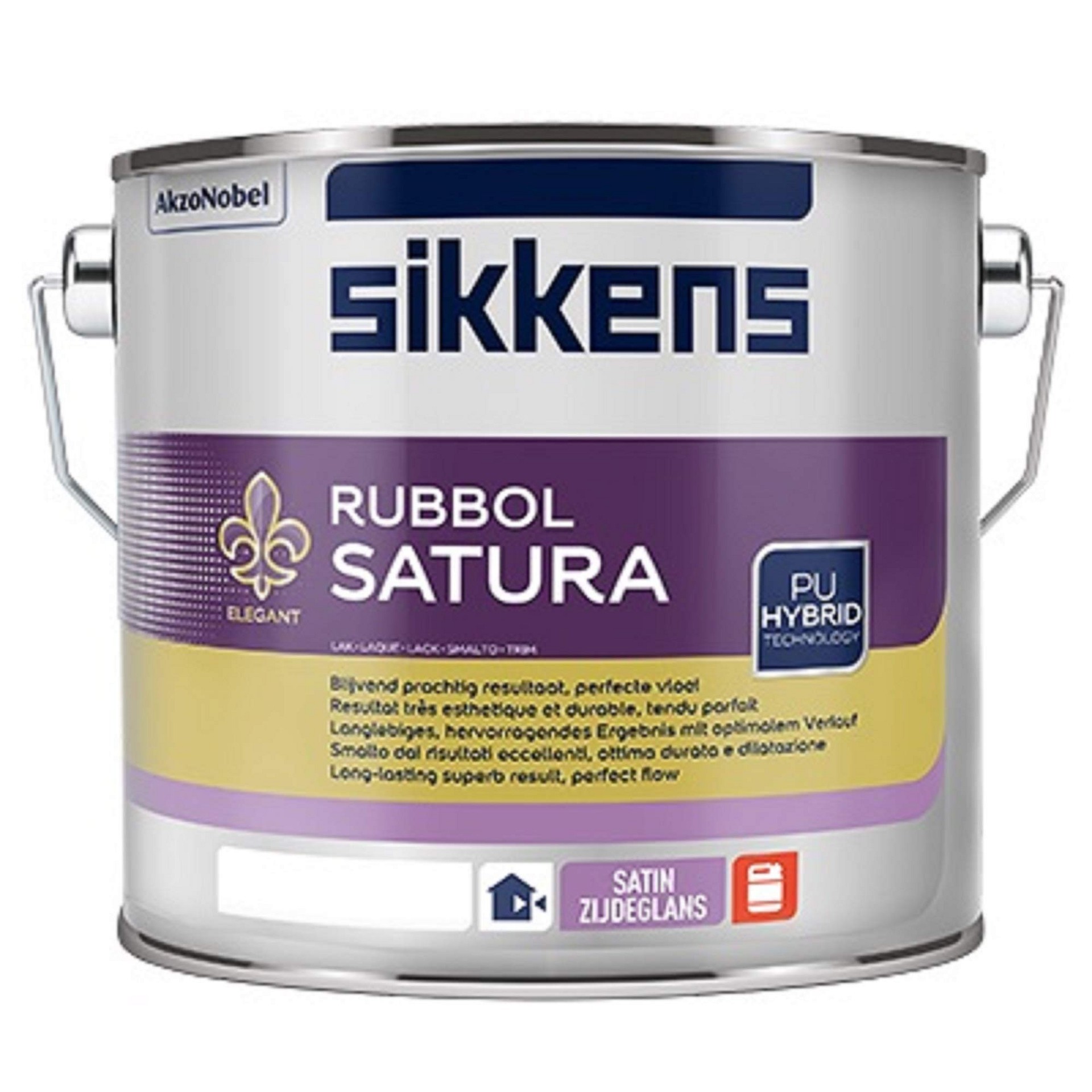 Sikkens Rubbol Satura - 1 Liter Weiß - Seidenglänzender, deckender, lösemittelbasierter Lack mit PU-Hybrid-Technologie für außen und innen
