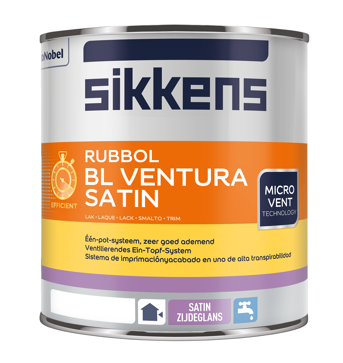 Sikkens Rubbol BL Ventura Satin - 500 ml Weiß - Wasserbasierter, geruchsarmer Lack für Fenster und begrenzt maßhaltige Holzbauteile im Außenbereich