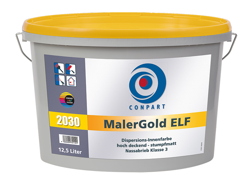 Conpart MalerGold LF 2030 - 1 Liter Weiß - Hochwertige sehr gut deckende Innenfarbe für alle Wand- und Deckenbeschichtungen im Innenbereich