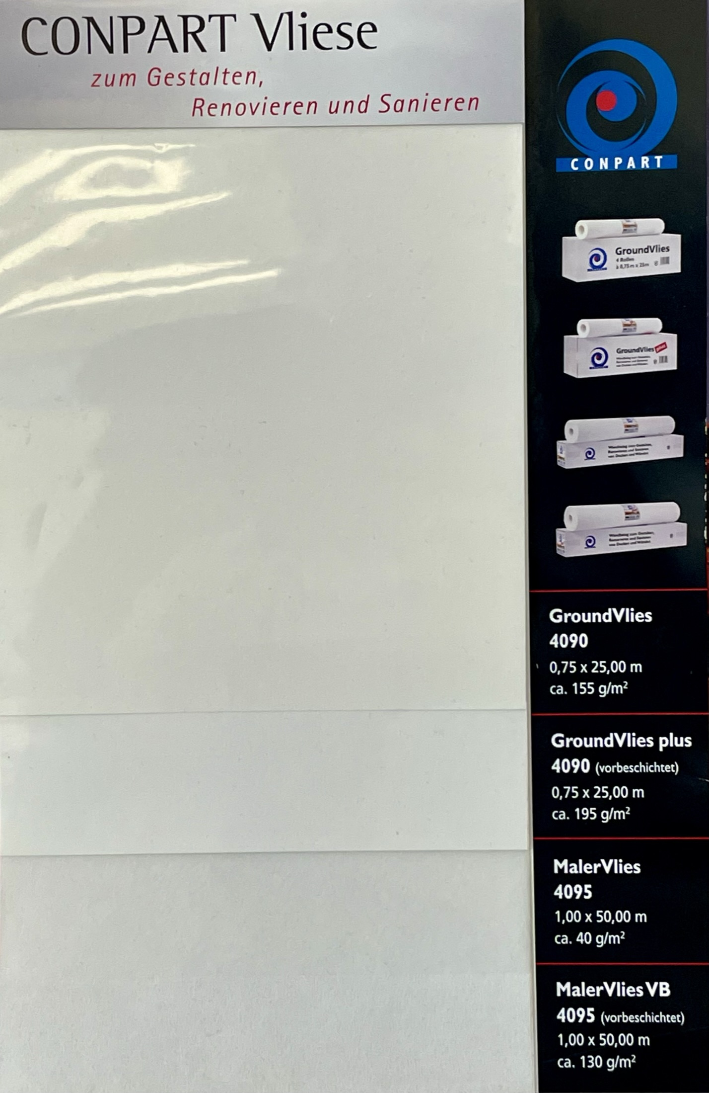 Musterheft Conpart Groundvlies 4090 , 4095 Groundvlies plus und Malervlies VB